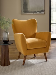 Soft Twill Ochre Yellow Wilson Highback Armchair - Image 1 of 6