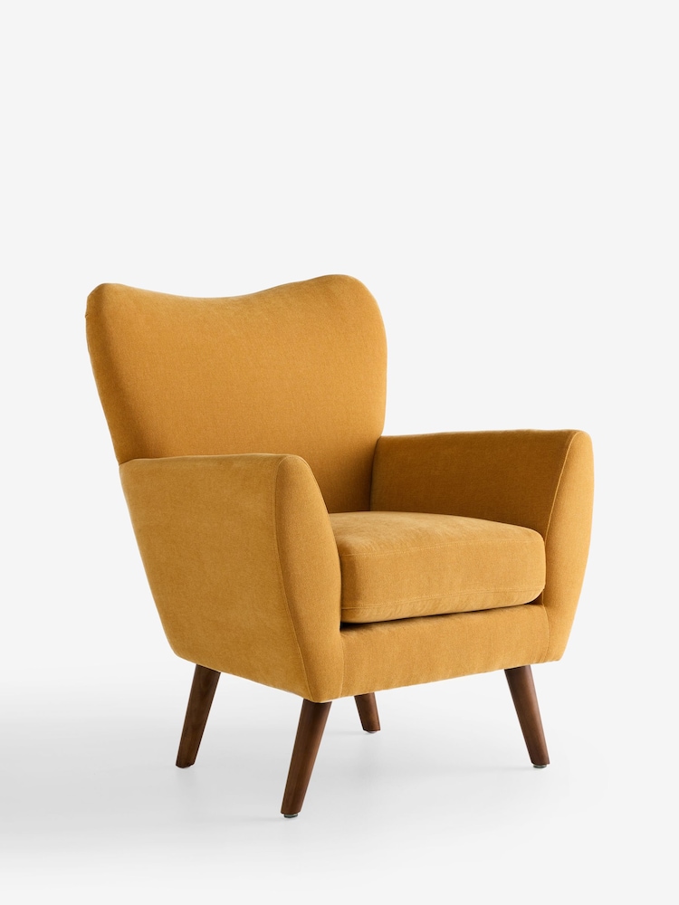 Soft Twill Ochre Yellow Wilson Highback Armchair - Image 2 of 6
