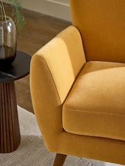 Soft Twill Ochre Yellow Wilson Highback Armchair - Image 6 of 6
