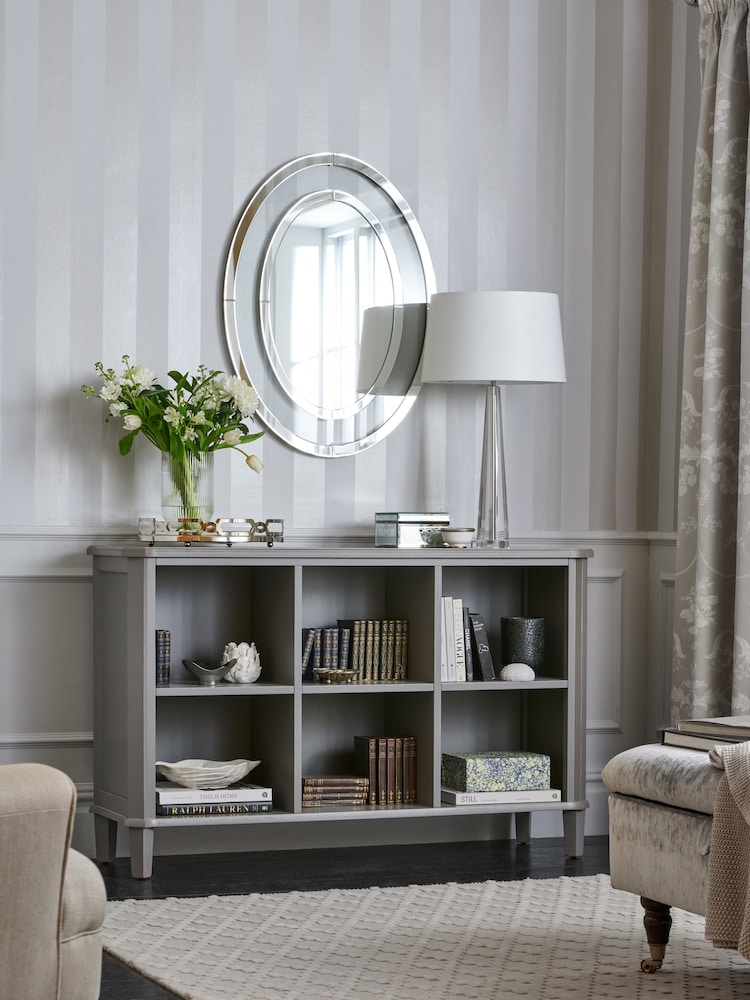 Laura Ashley Pale Charcoal Henshaw Low Bookcase - Image 1 of 5
