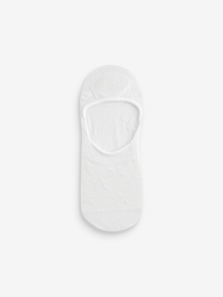 White Heart/Star Textured Low Cut Invsible Trainer Socks 4 Pack - Image 2 of 5