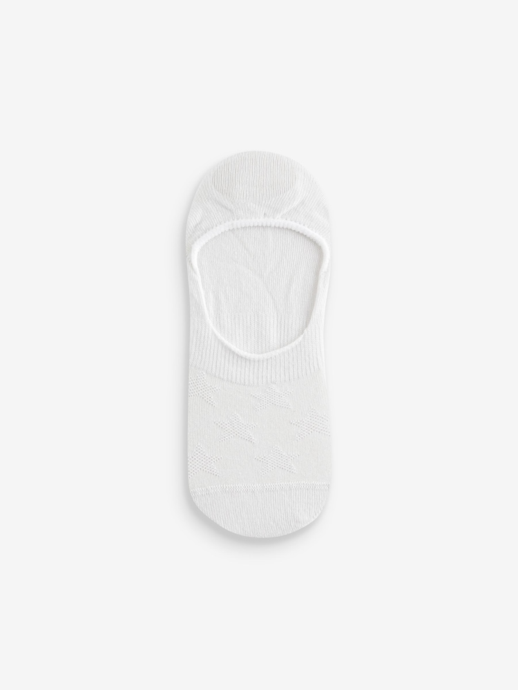 White Heart/Star Textured Low Cut Invsible Trainer Socks 4 Pack - Image 5 of 5