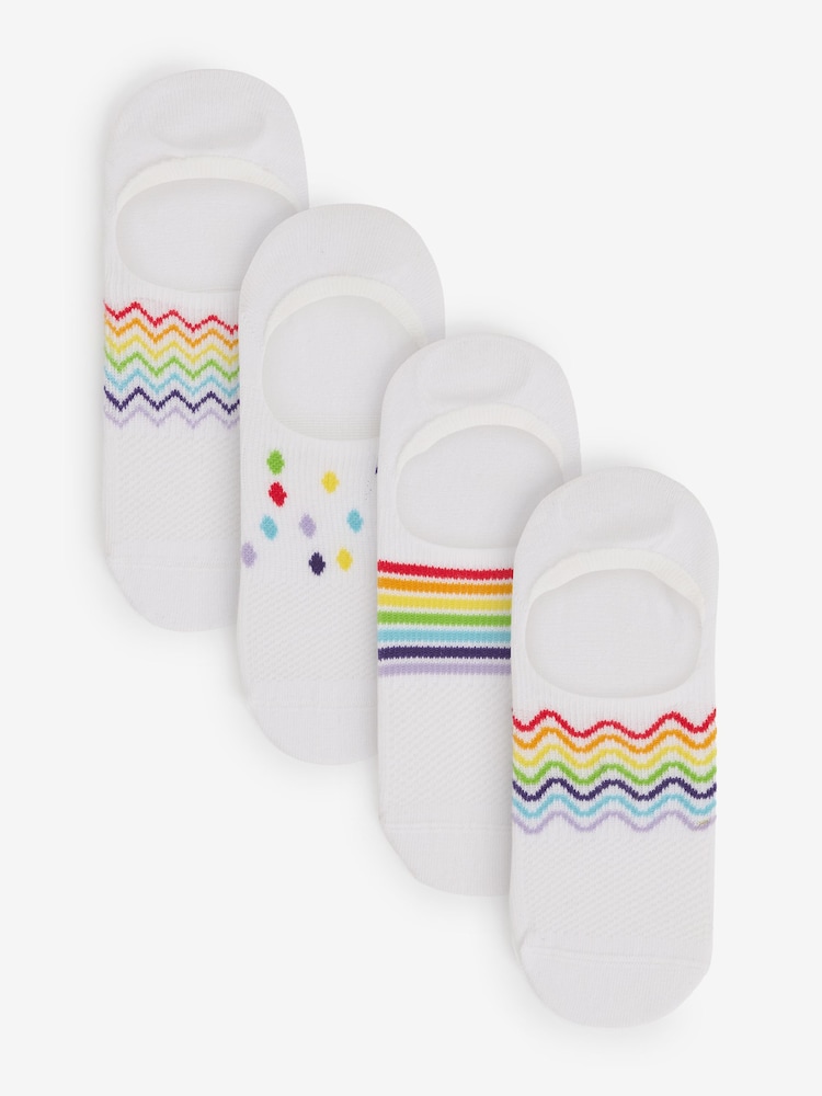 Blanco/arcoíris - Pack de 4 pares de calcetines deportivos invisibles de corte alto - Imagen 1 de 5 Blanco/arcoíris - Pack de 4 pares de calcetines deportivos invisibles de corte alto - Imagen 1 de 5