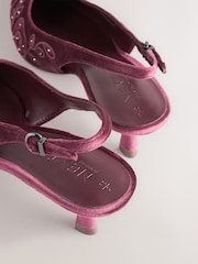 Mauve Purple Forever Comfort® Velvet Embroidered Slingback Heels - Image 8 of 10