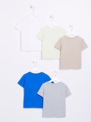 River Island Green Boys 100% Cotton Multi-Colour Wild T-Shirts 5 Pack - Image 2 of 4