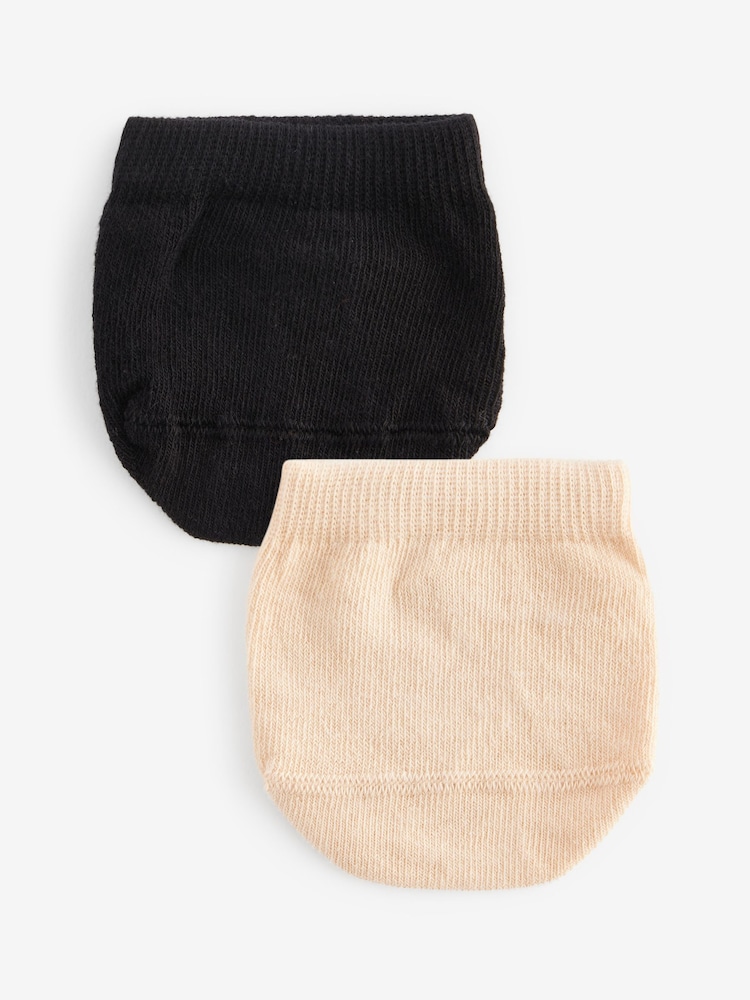 Nude/Black Toe Topper Half Socks 2 Pack - Image 1 of 7
