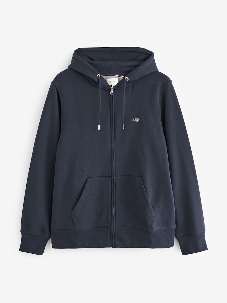 Azul marinho - Zip Up - GANT Regular Shield Moletom com Hoodiee zíper completo - Imagem 4 de 4