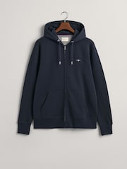 GANT Evening Blue Regular Fit Shield Zip Up Hoodie - Image 5 of 5