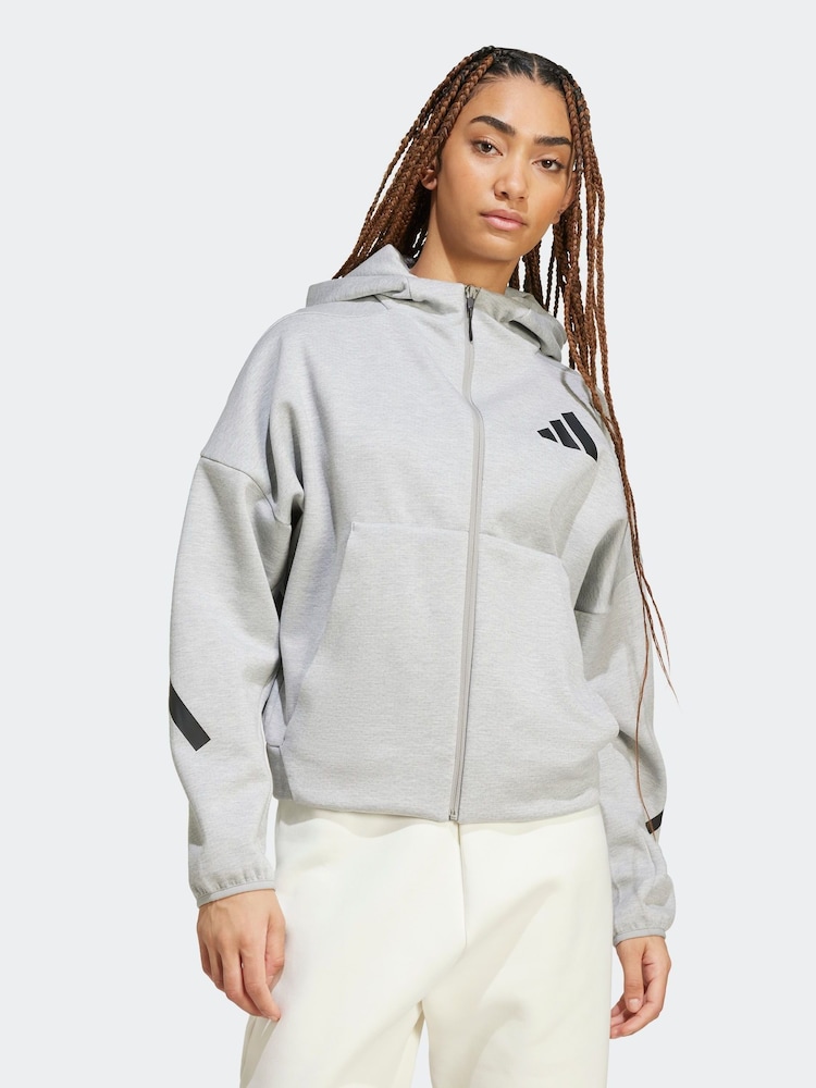 adidas Grey Z.N.E. Full Zip Hoodie - Image 1 of 7