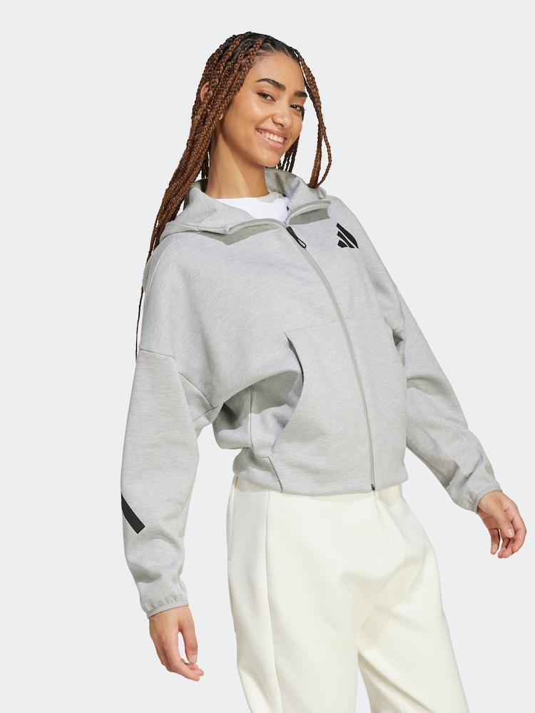 adidas Grey Z.N.E. Full Zip Hoodie - Image 2 of 7