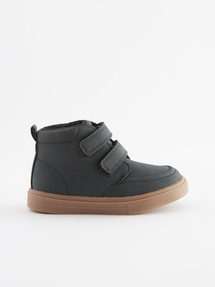 Black with Gum Sole Wide Fit (G) Warm Lined Touch Fastening Boots - Image 2 of 5