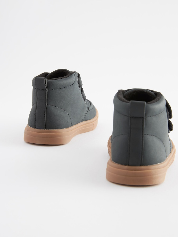 Black with Gum Sole Wide Fit (G) Warm Lined Touch Fastening Boots - Image 3 of 5