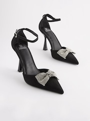 Black Forever Comfort® Bow Point Toe Heels - Image 1 of 5
