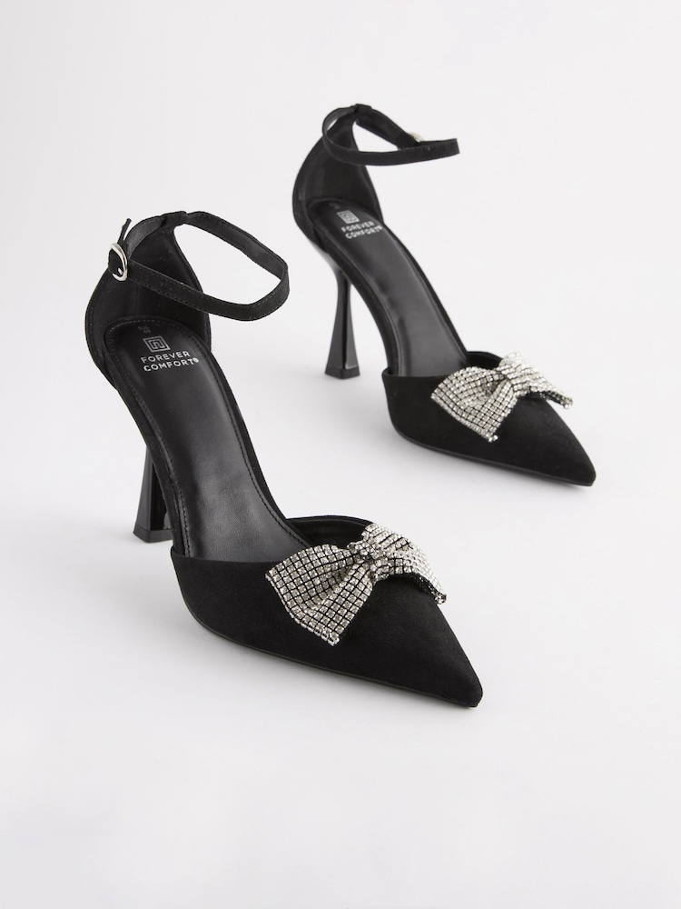 Black Forever Comfort® Bow Point Toe Heels - Image 1 of 5