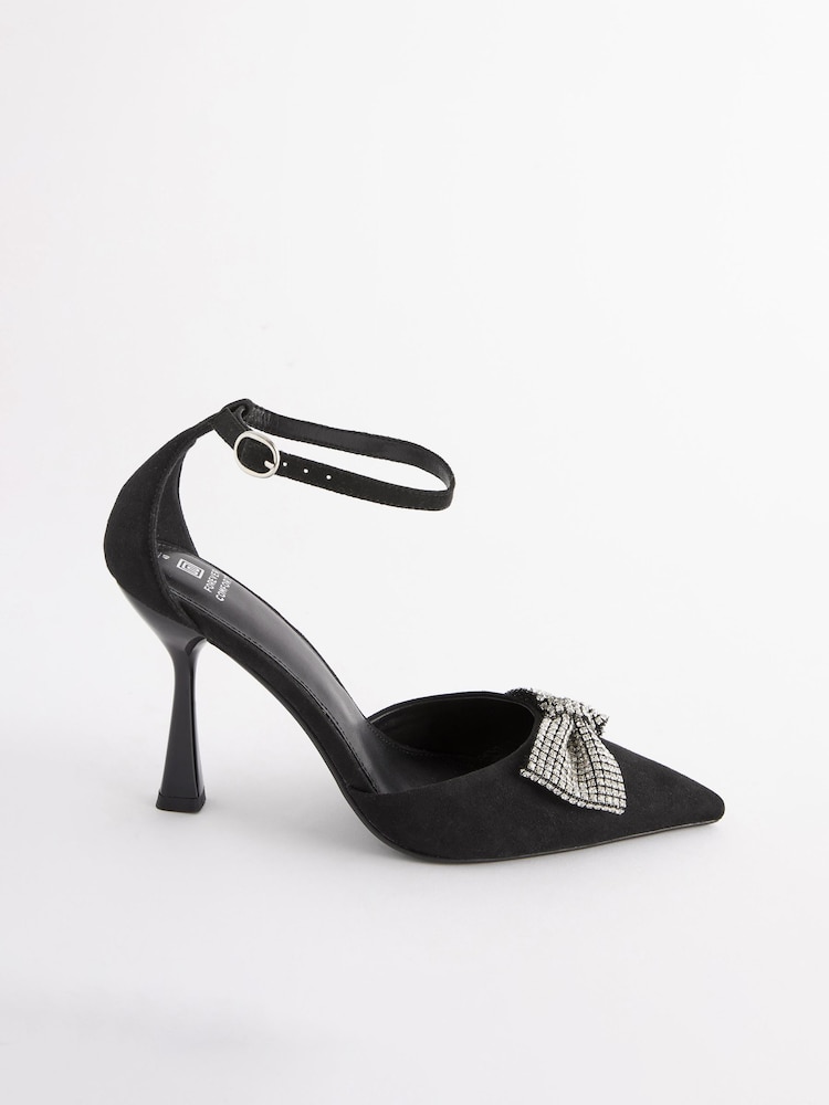 Black Forever Comfort® Bow Point Toe Heels - Image 2 of 5