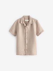 White Crinkle Short Sleeve Textured Shirt (3-16yrs) - Image 1 of 3