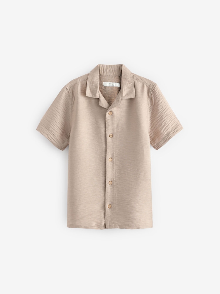 White Crinkle Short Sleeve Textured Shirt (3-16yrs) - Image 1 of 3
