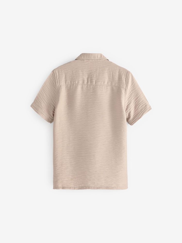 White Crinkle Short Sleeve Textured Shirt (3-16yrs) - Image 2 of 3