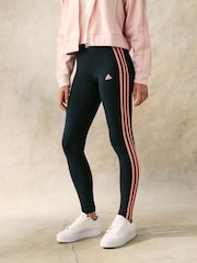 adidas Dark Black Sportswear 3 Stripes Leggings - Image 1 of 5