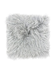 Riva Paoletti Glacier Grey Mongolian Sheepskin Polyester Filled Cushion - Image 1 of 2