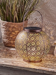 Lights4fun Brass Moroccan Solar Outdoor Lantern - Image 1 of 2