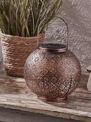 Lights4fun Brass Moroccan Solar Outdoor Lantern - Image 2 of 2