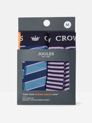 Joules Crown Joules Blue/Purple Pack of Two Cotton Boxers - Image 1 of 4