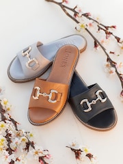 Jones Bootmaker Taupe Emillina Leather Buckle Mule Sandals - Image 7 of 7