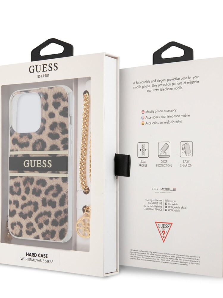 Guess Natural iPhone 13 Pro Case - Pc/Tpu Stripe with Charm Chain - Image 8 of 8