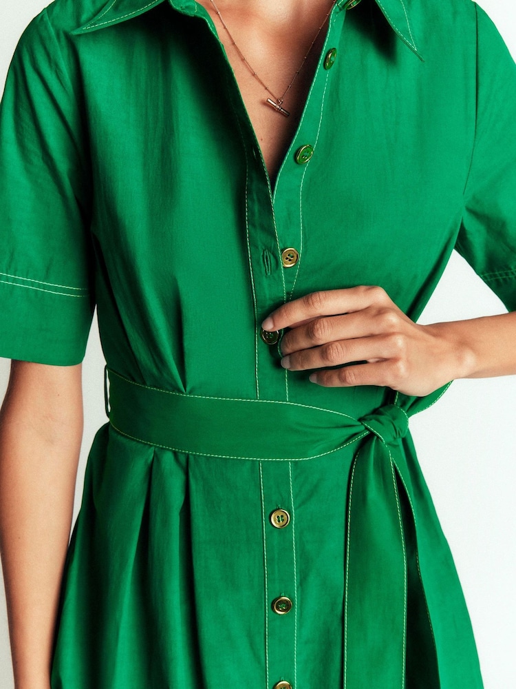 Boden Green Sarah Cotton Midi Shirt Dress - Image 2 of 6