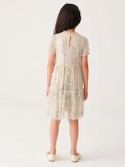 Mint Velvet Neutral Star Sequin Dress - Image 2 of 9
