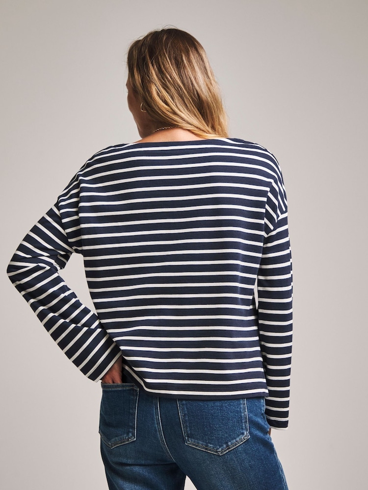 Anthology By JD Williams Mono Stripe Cotton Long Sleeve Top - Image 2 of 4