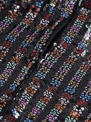 Black Multicolour Square Neck Sequin Mini Dress - Image 5 of 6