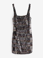 Black Multicolour Square Neck Sequin Mini Dress - Image 6 of 6