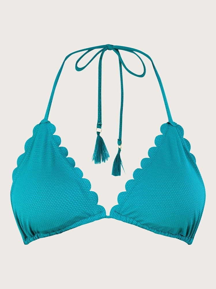 Monsoon Blue Scallop Bikini Top with Recycled Polyester - Image 4 of 4