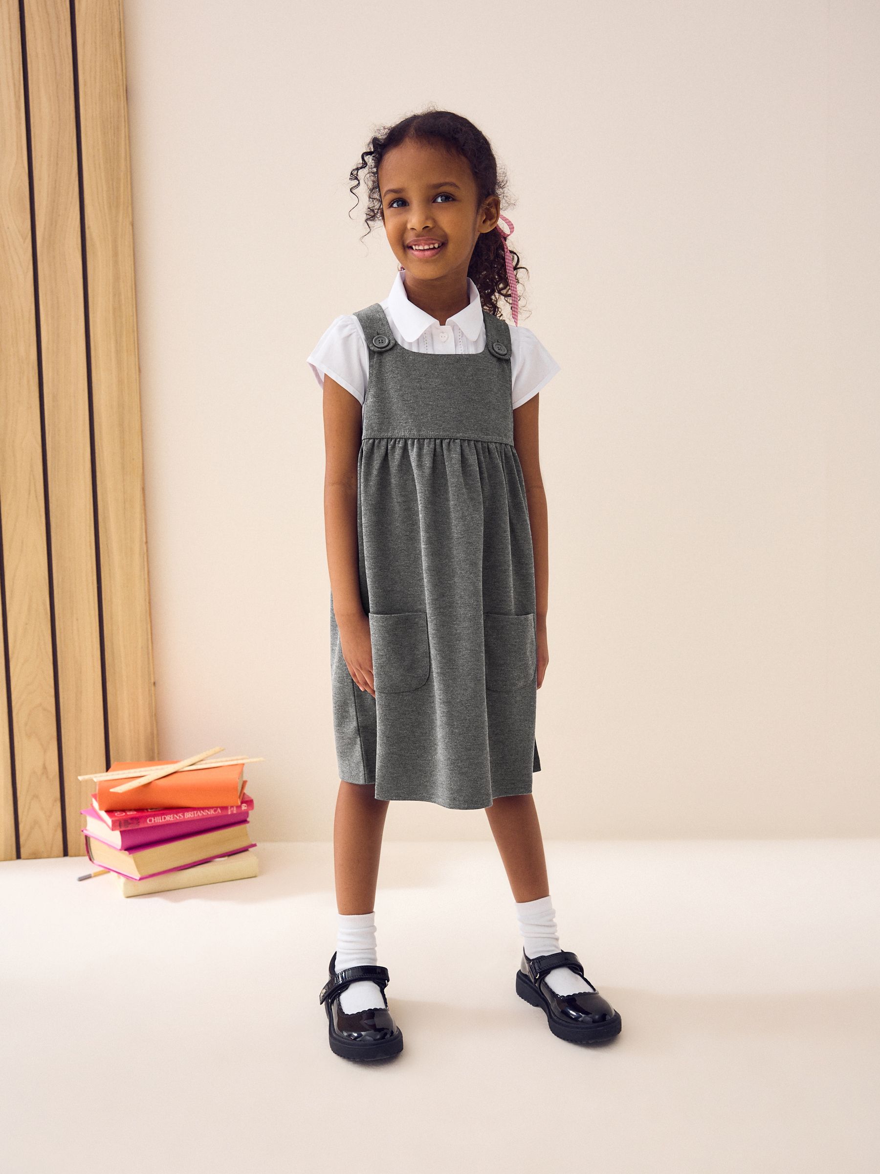 Buy Grey Jersey Stretch Pinafore School Dress 3 14yrs from Next Canada