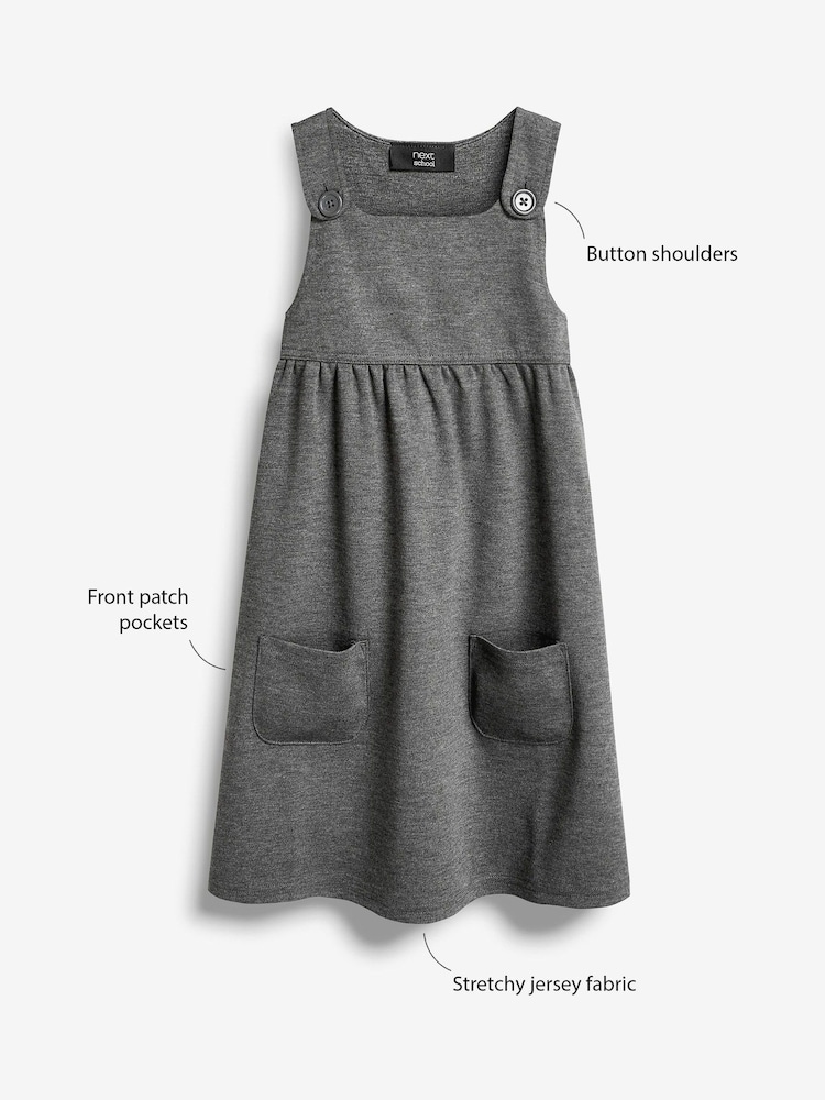 Grey Jersey Stretch Pinafore School Dress (3-14yrs) - Image 3 of 8