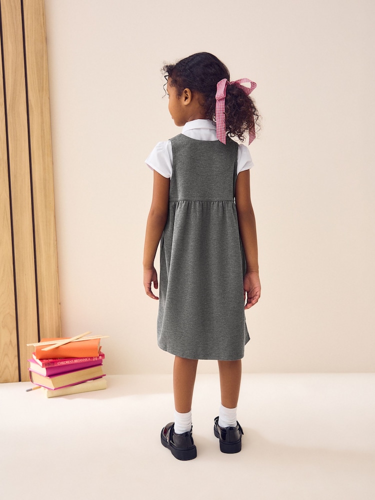 Grey Jersey Stretch Pinafore School Dress (3-14yrs) - Image 4 of 8