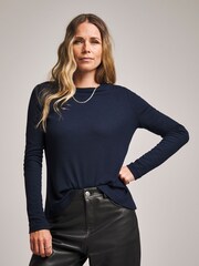 JD Williams Blue Anthology Midnight Bamboo Jersey Long Sleeve Tee - Image 1 of 4
