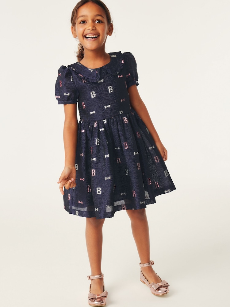 Baker by Ted Baker Navy Cloque Dress - Image 2 of 9