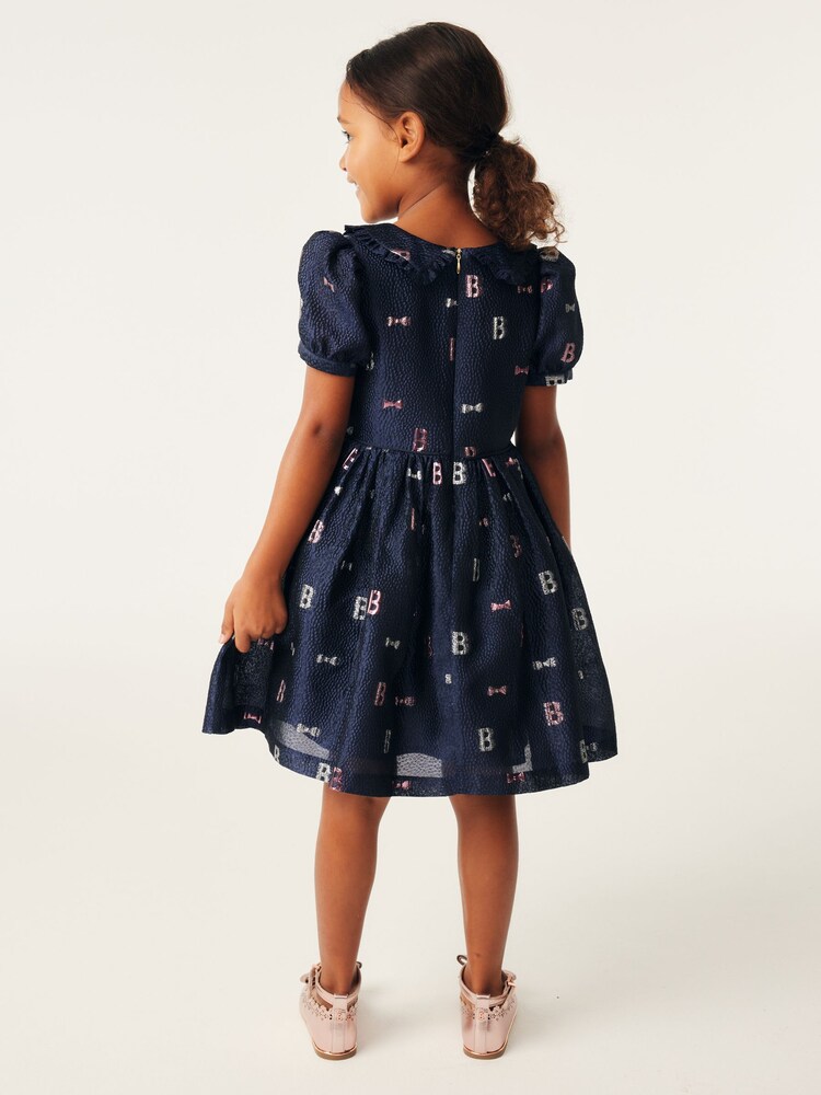 Baker by Ted Baker Navy Cloque Dress - Image 3 of 9