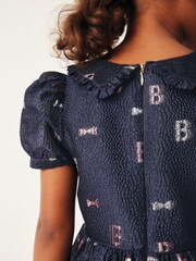 Baker by Ted Baker Navy Cloque Dress - Image 4 of 9