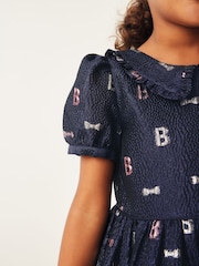 Baker by Ted Baker Navy Cloque Dress - Image 5 of 9