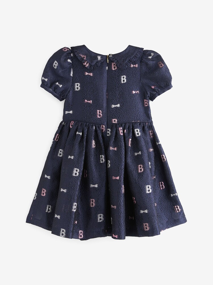 Baker by Ted Baker Navy Cloque Dress - Image 7 of 9