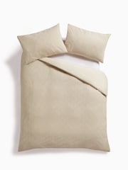 Natural Embossed Geometric Duvet Cover And Pillowcase Set - Image 3 of 4