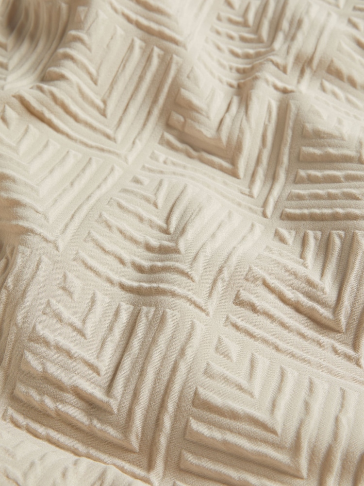 Natural Embossed Geometric Duvet Cover And Pillowcase Set - Image 4 of 4 Natural Embossed Geometric Duvet Cover And Pillowcase Set - Image 4 of 4