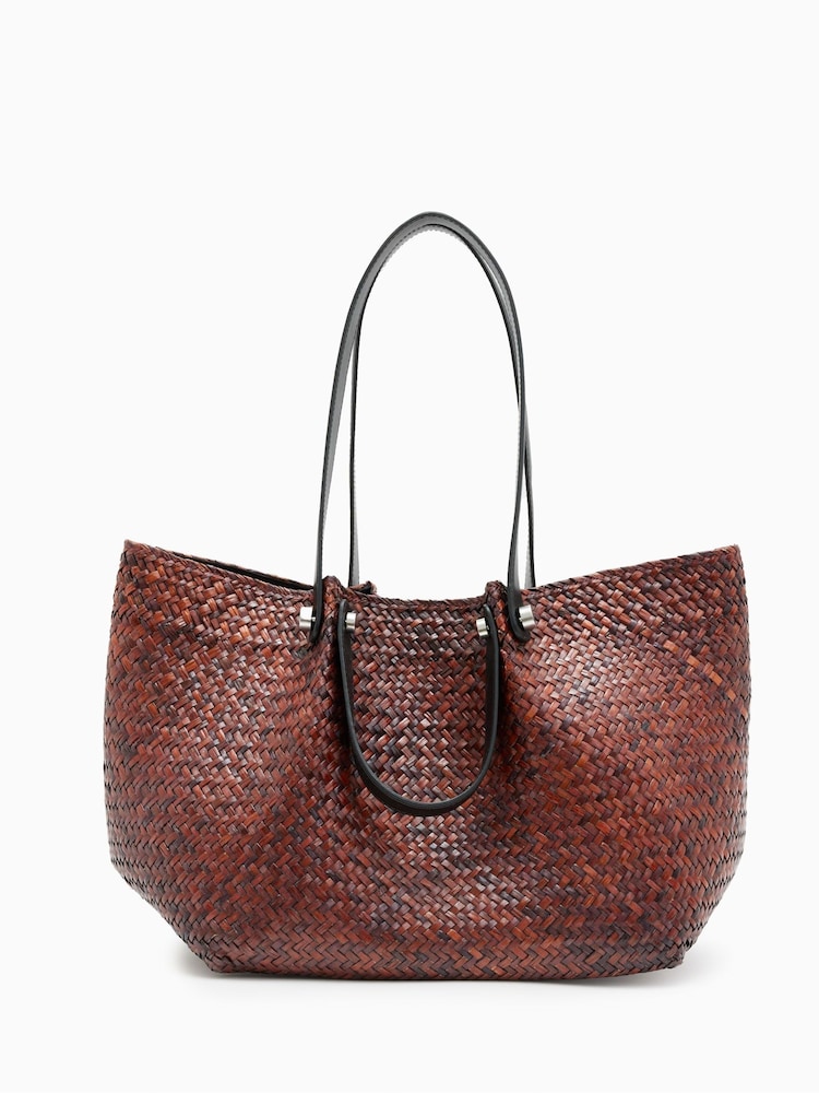 AllSaints Brown Allington Straw Tote Bag - Image 2 of 7