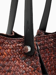 AllSaints Brown Allington Straw Tote Bag - Image 5 of 7