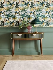 Clarke & Clarke Ribbed Green Mango Wood Calisto Console Table - Image 1 of 8
