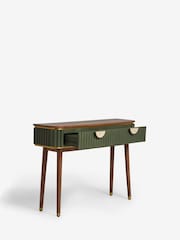 Clarke & Clarke Ribbed Green Mango Wood Calisto Console Table - Image 7 of 8